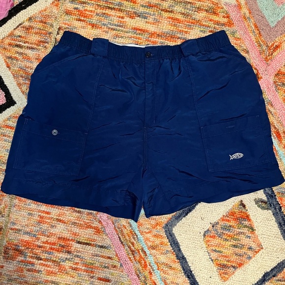 AFTCO The Original Fishing Shorts 6” Navy Blue Size 38 - Picture 2 of 13
